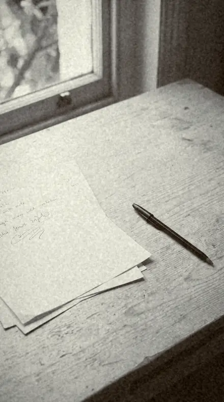 Umber Wash applied to Letters and papers, warmed on vellum